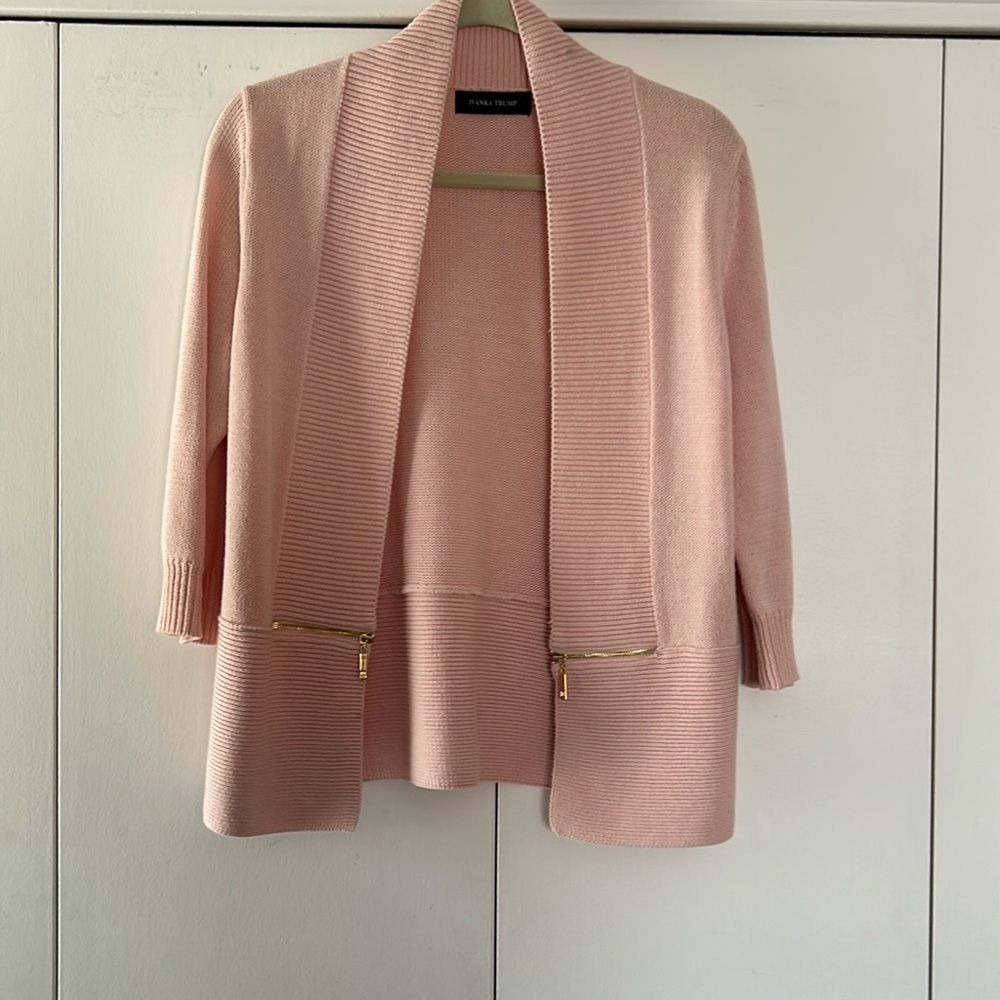 Tailored pink Ivanka Trump jacket sweater. Size medium.